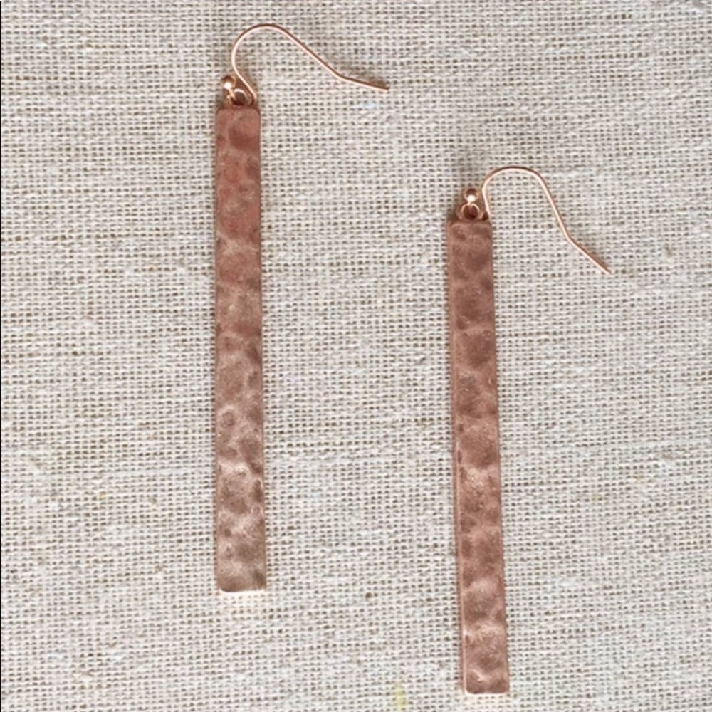 Hammered Bar Earrings-Rose Gold